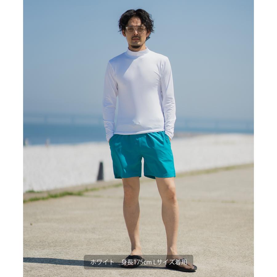 ラッシュガード メンズ 長袖 Tシャツ モックネック 水着 海水浴  アメカジ カジュアル サーフ サーファー ストリート 西海岸 大人カジュアル ホワイト ブラック | improves | 12