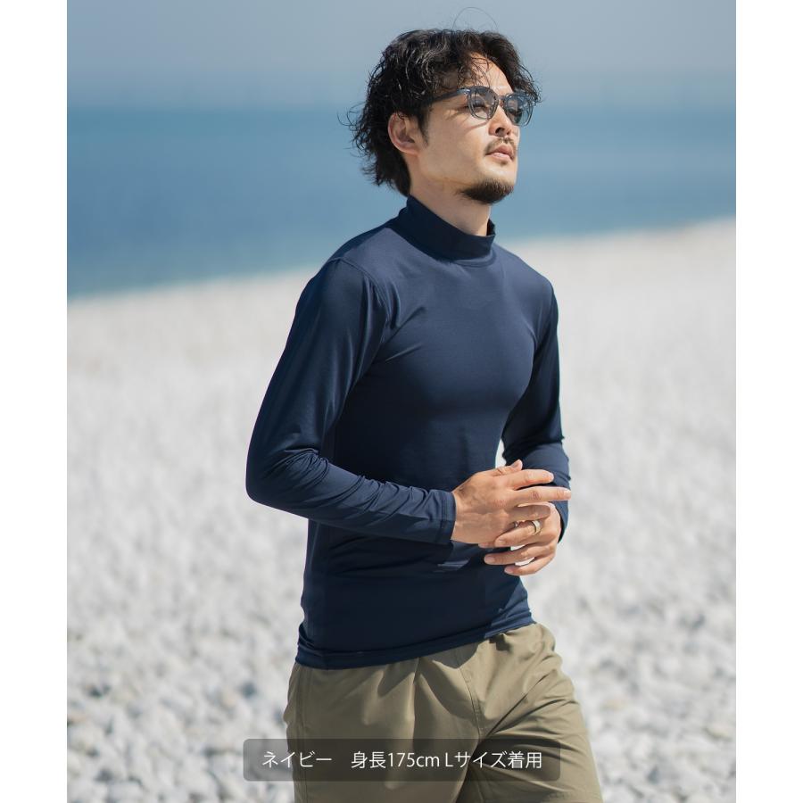 ラッシュガード メンズ 長袖 Tシャツ モックネック 水着 海水浴  アメカジ カジュアル サーフ サーファー ストリート 西海岸 大人カジュアル ホワイト ブラック | improves | 13