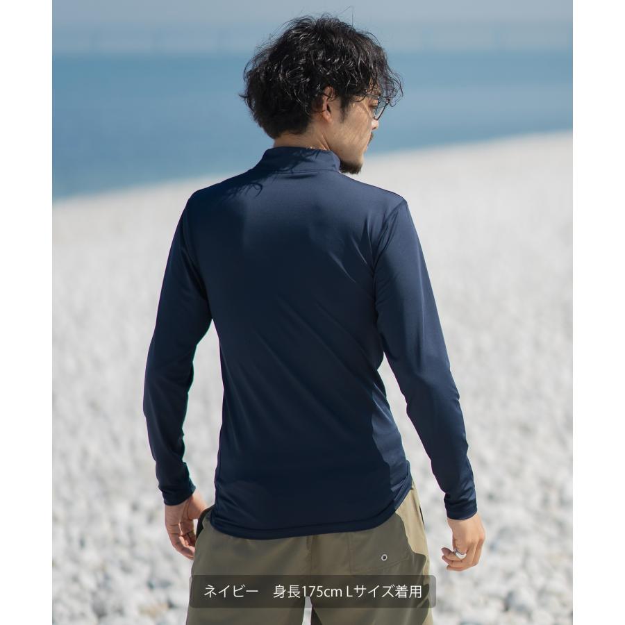ラッシュガード メンズ 長袖 Tシャツ モックネック 水着 海水浴  アメカジ カジュアル サーフ サーファー ストリート 西海岸 大人カジュアル ホワイト ブラック | improves | 14