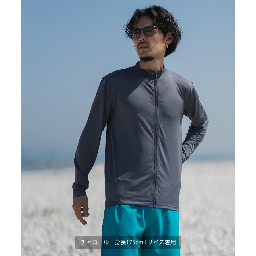 ラッシュガード メンズ フロントジップ ジップアップ ライトアウター 水着 海水浴  アメカジ カジュアル サーフ サーファー ストリート 西海岸 大人カジュアル | improves | 18