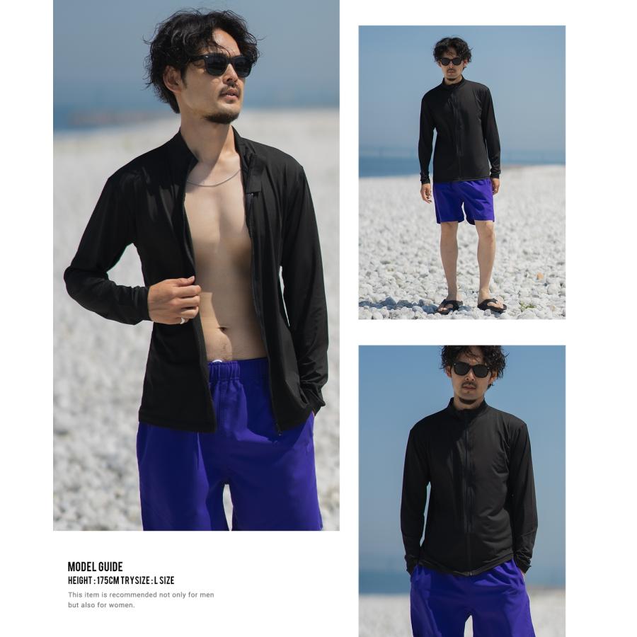 ラッシュガード メンズ フロントジップ ジップアップ ライトアウター 水着 海水浴  アメカジ カジュアル サーフ サーファー ストリート 西海岸 大人カジュアル | improves | 11