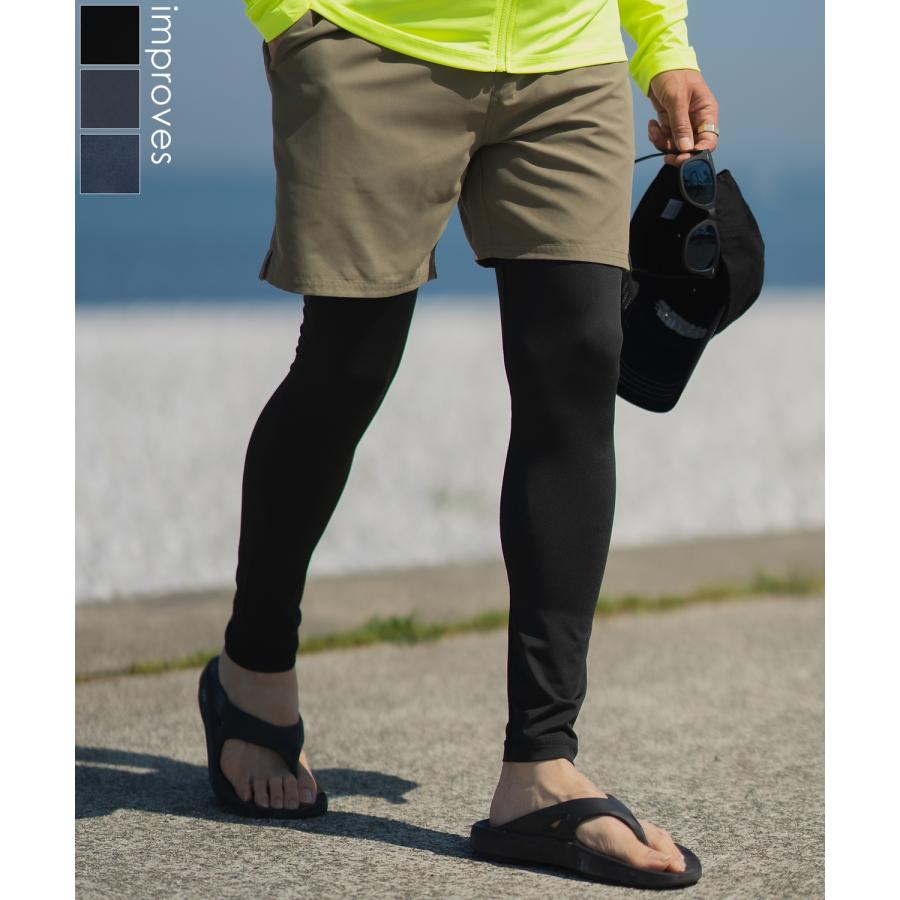 レギンス メンズ ラッシュガード インナー 水着 海水浴  アメカジ カジュアル サーフ サーファー ストリート 西海岸 大人カジュアル ブラック ネイビー | improves