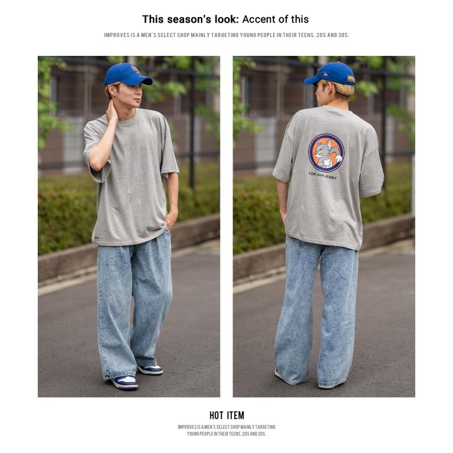 半袖Tシャツ メンズ TOM&JERRY トムとジェリー プリント カットソー カートゥーン 大きめ アメカジ カジュアル スケーター ストリート 古着MIX | improves | 19