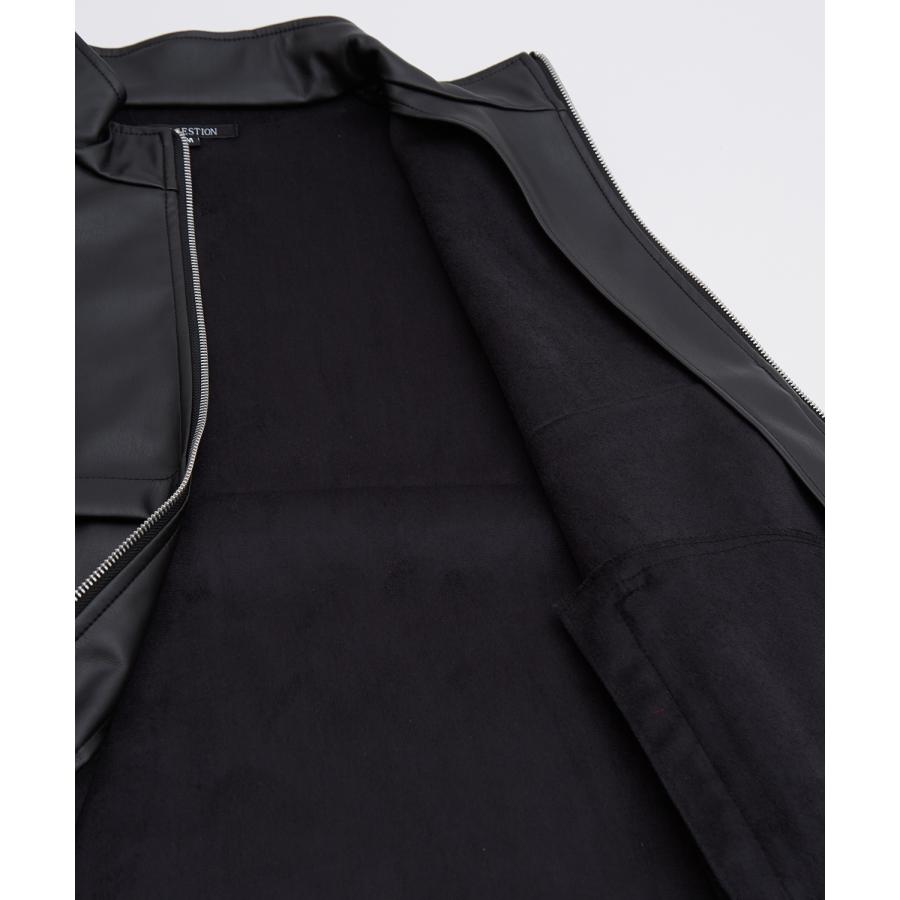 ベスト メンズ レザーベスト ライダース レイヤード 重ね着 合皮 シンセティックレザー PUレザー アメカジ カジュアル  韓国ファッション 古着MIX きれいめ | improves | 17