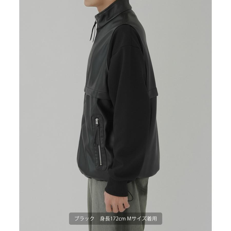 ベスト メンズ レザーベスト ライダース レイヤード 重ね着 合皮 シンセティックレザー PUレザー アメカジ カジュアル  韓国ファッション 古着MIX きれいめ | improves | 08