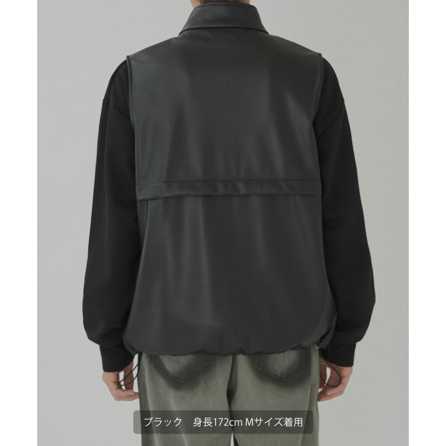 ベスト メンズ レザーベスト ライダース レイヤード 重ね着 合皮 シンセティックレザー PUレザー アメカジ カジュアル  韓国ファッション 古着MIX きれいめ | improves | 09