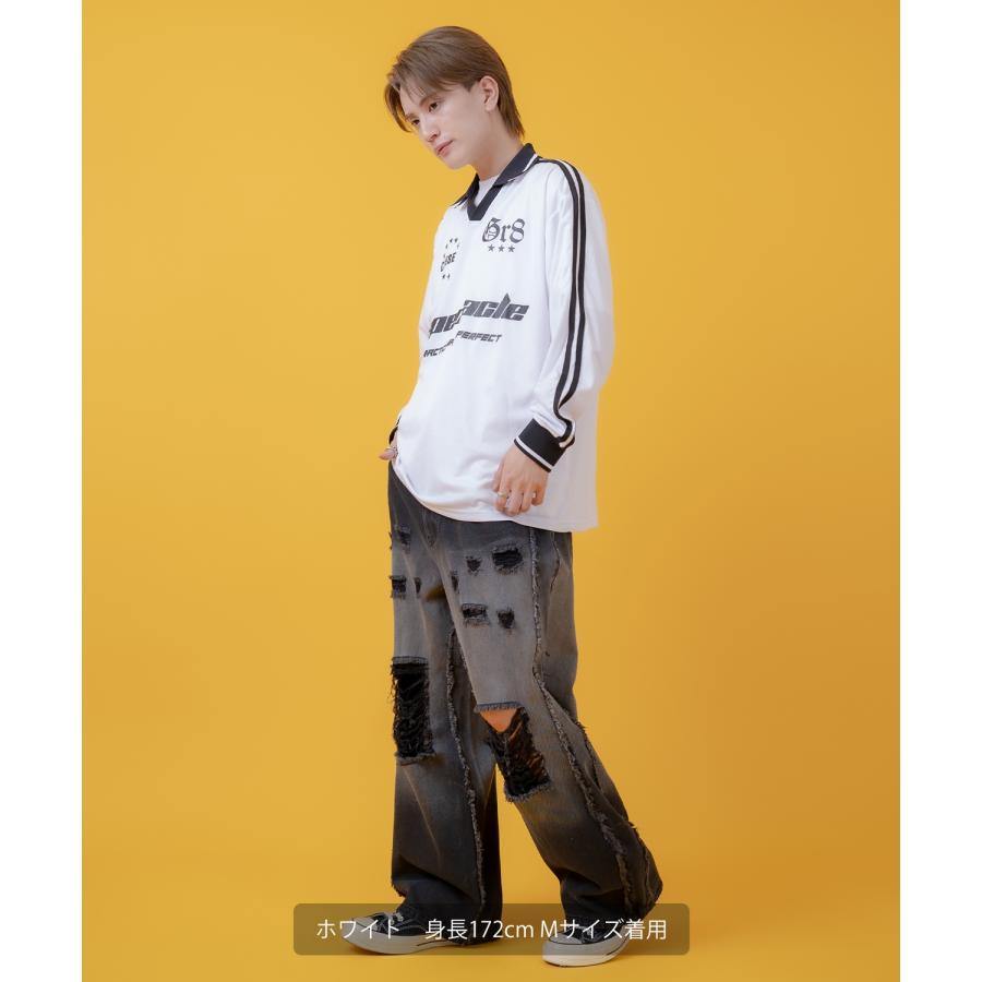 Tシャツ メンズ 長袖 サッカーシャツ ゲームシャツ ポロシャツ ロンT アメカジ カジュアル ストリート スケーター 韓国ファッション 古着MIX | improves | 12