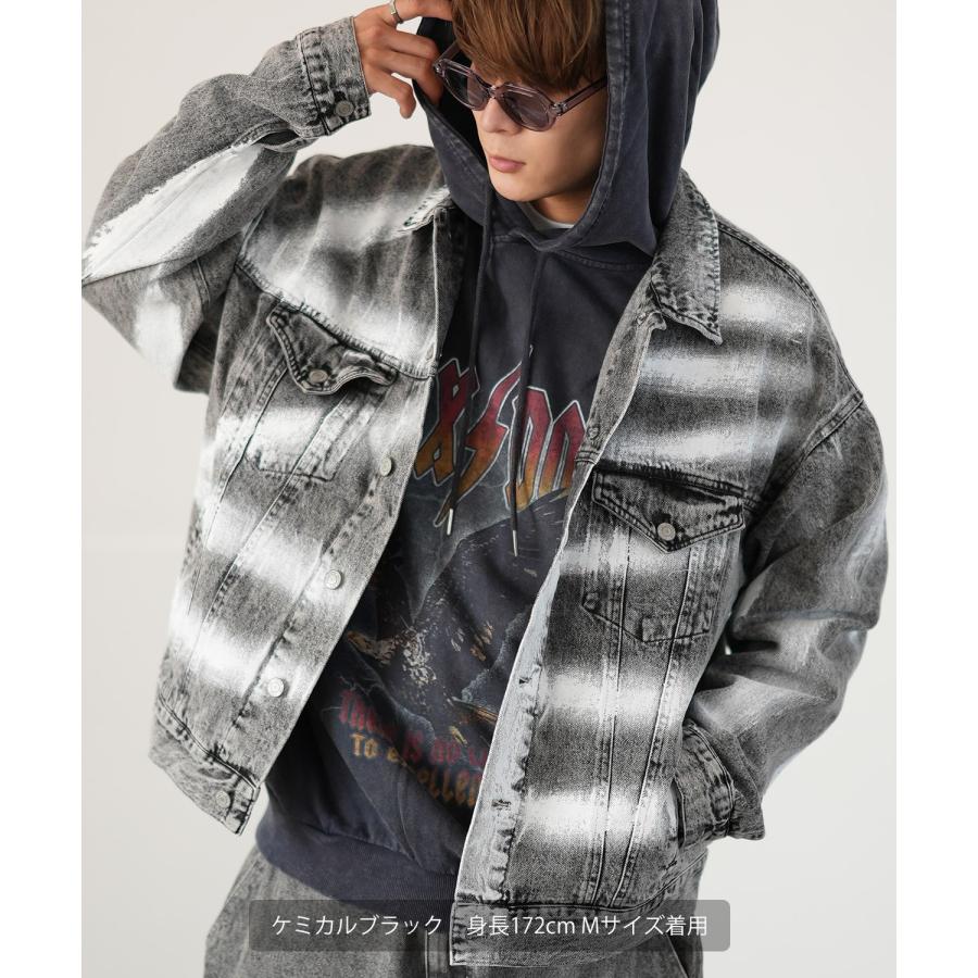 デニムジャケット メンズ スプレー加工 Gジャン ジージャン ブルゾン アウター ゆったり アメカジ カジュアル ストリート スケーター 韓国ファッション | improves | 13