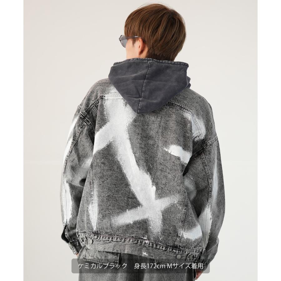 デニムジャケット メンズ スプレー加工 Gジャン ジージャン ブルゾン アウター ゆったり アメカジ カジュアル ストリート スケーター 韓国ファッション | improves | 14