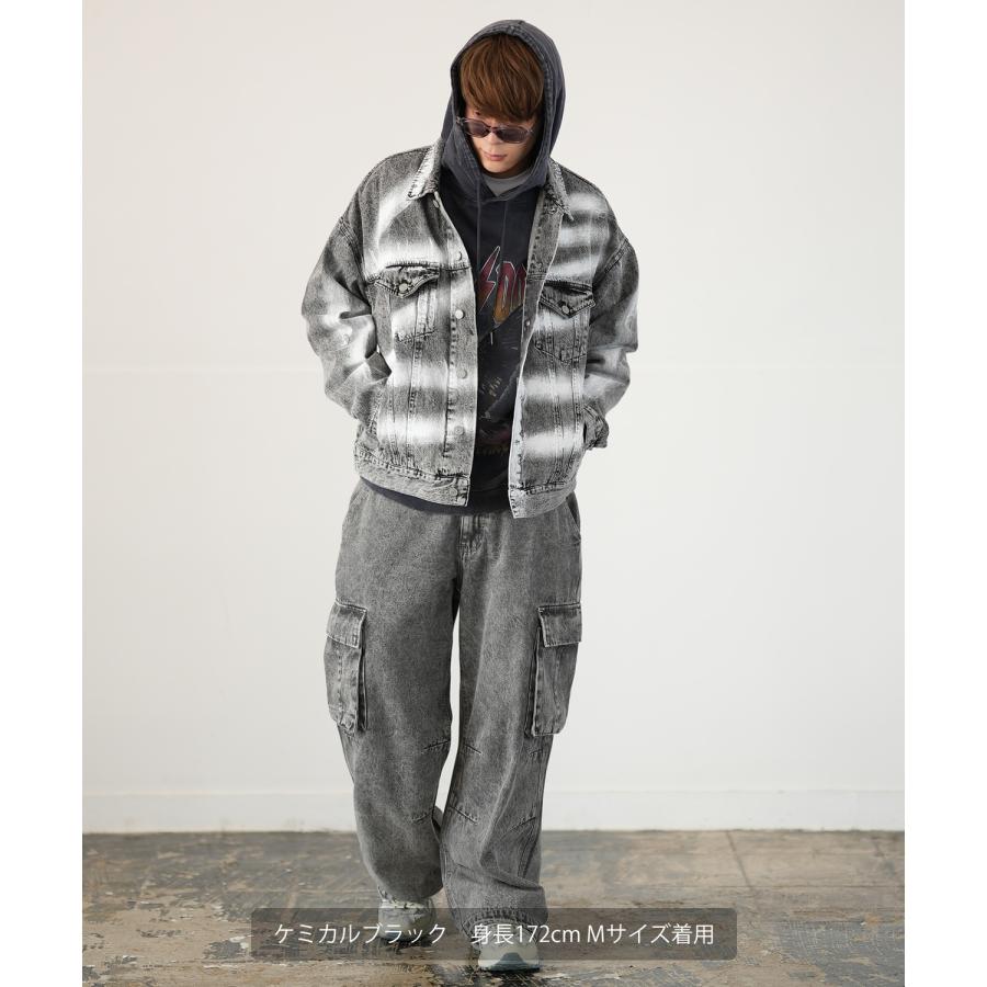 デニムジャケット メンズ スプレー加工 Gジャン ジージャン ブルゾン アウター ゆったり アメカジ カジュアル ストリート スケーター 韓国ファッション | improves | 15