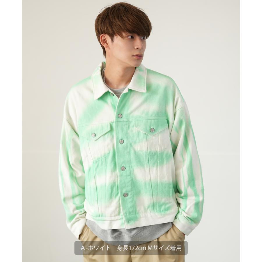 デニムジャケット メンズ スプレー加工 Gジャン ジージャン ブルゾン アウター ゆったり アメカジ カジュアル ストリート スケーター 韓国ファッション | improves | 04