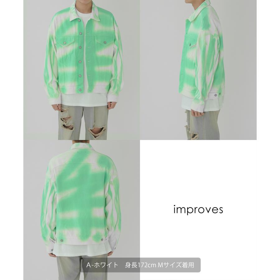 デニムジャケット メンズ スプレー加工 Gジャン ジージャン ブルゾン アウター ゆったり アメカジ カジュアル ストリート スケーター 韓国ファッション | improves | 07