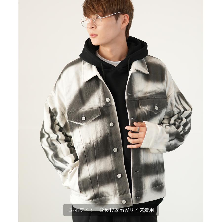 デニムジャケット メンズ スプレー加工 Gジャン ジージャン ブルゾン アウター ゆったり アメカジ カジュアル ストリート スケーター 韓国ファッション | improves | 08