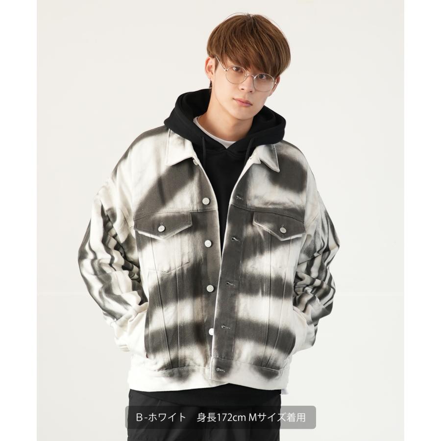 デニムジャケット メンズ スプレー加工 Gジャン ジージャン ブルゾン アウター ゆったり アメカジ カジュアル ストリート スケーター 韓国ファッション | improves | 09