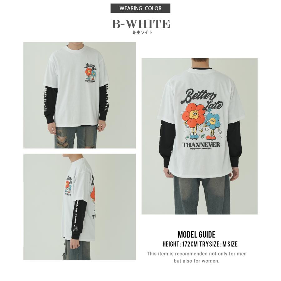 Tシャツ メンズ 重ね着 レイヤード アンサンブル プリントTシャツ 半袖Tシャツ 長袖Tシャツ ロンT ゆったり アメカジ カジュアル ストリート スケーター | improves | 16
