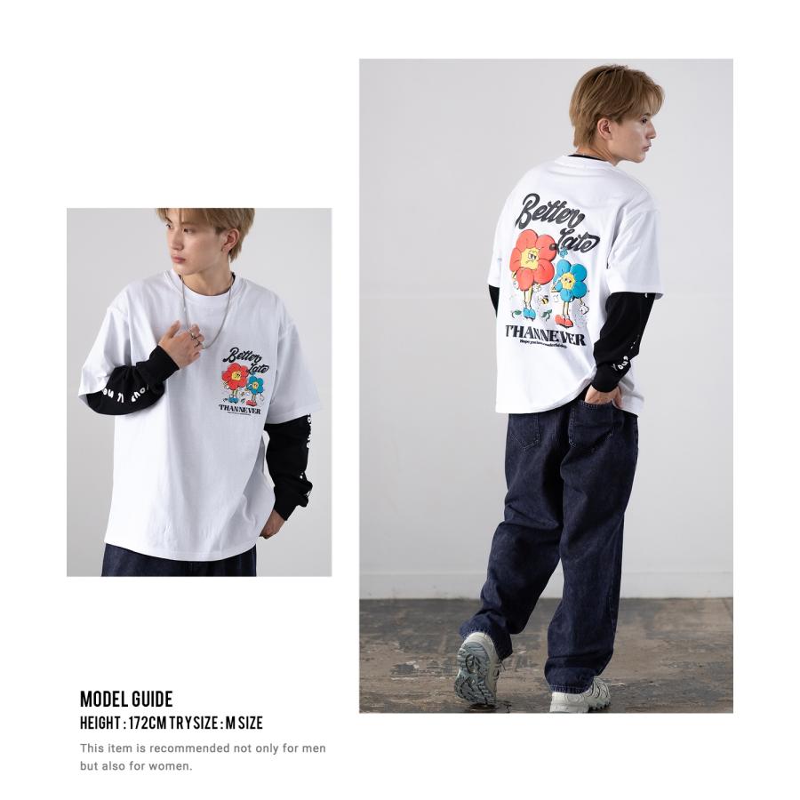 Tシャツ メンズ 重ね着 レイヤード アンサンブル プリントTシャツ 半袖Tシャツ 長袖Tシャツ ロンT ゆったり アメカジ カジュアル ストリート スケーター | improves | 15