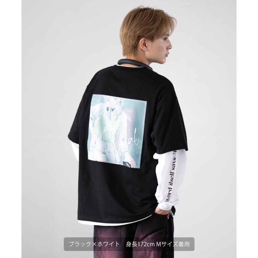 Tシャツ メンズ 重ね着 レイヤード アンサンブル プリントTシャツ 半袖Tシャツ 長袖Tシャツ ロンT ゆったり アメカジ カジュアル ストリート スケーター | improves | 13