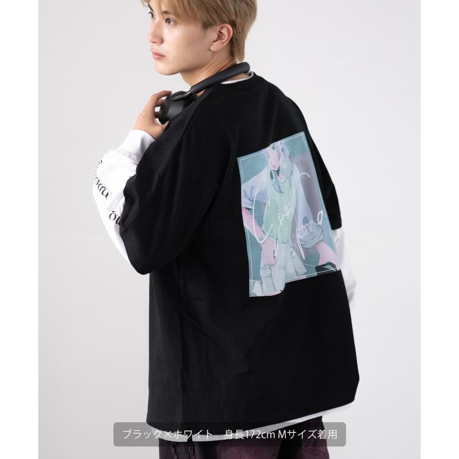 Tシャツ メンズ 重ね着 レイヤード アンサンブル プリントTシャツ 半袖Tシャツ 長袖Tシャツ ロンT ゆったり アメカジ カジュアル ストリート スケーター | improves | 14