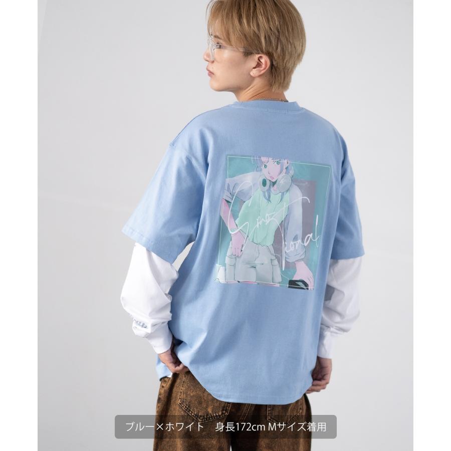 Tシャツ メンズ 重ね着 レイヤード アンサンブル プリントTシャツ 半袖Tシャツ 長袖Tシャツ ロンT ゆったり アメカジ カジュアル ストリート スケーター | improves | 08