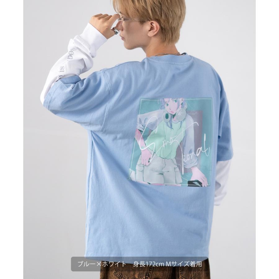 Tシャツ メンズ 重ね着 レイヤード アンサンブル プリントTシャツ 半袖Tシャツ 長袖Tシャツ ロンT ゆったり アメカジ カジュアル ストリート スケーター | improves | 09