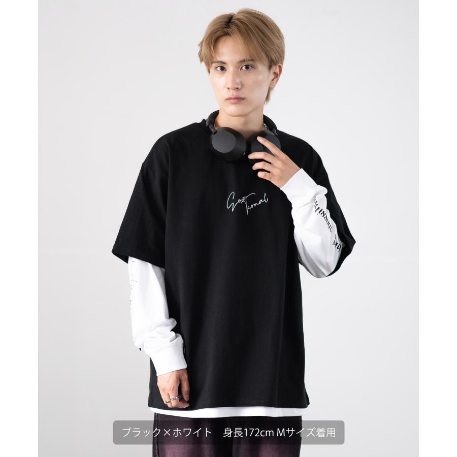 Tシャツ メンズ 重ね着 レイヤード アンサンブル プリントTシャツ 半袖Tシャツ 長袖Tシャツ ロンT ゆったり アメカジ カジュアル ストリート スケーター | improves | 11
