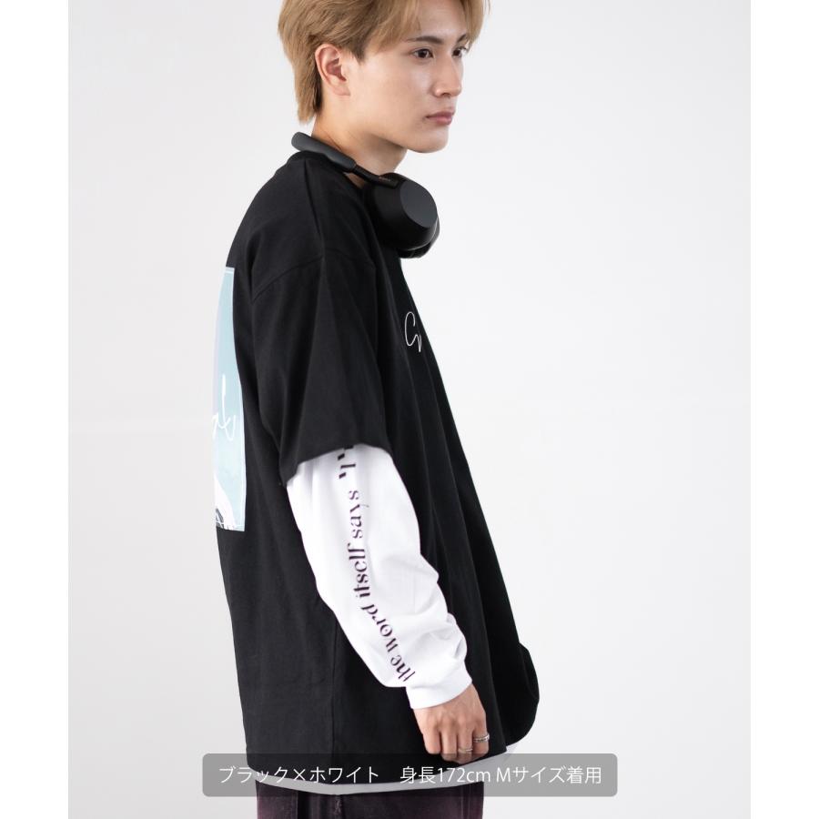 Tシャツ メンズ 重ね着 レイヤード アンサンブル プリントTシャツ 半袖Tシャツ 長袖Tシャツ ロンT ゆったり アメカジ カジュアル ストリート スケーター | improves | 12