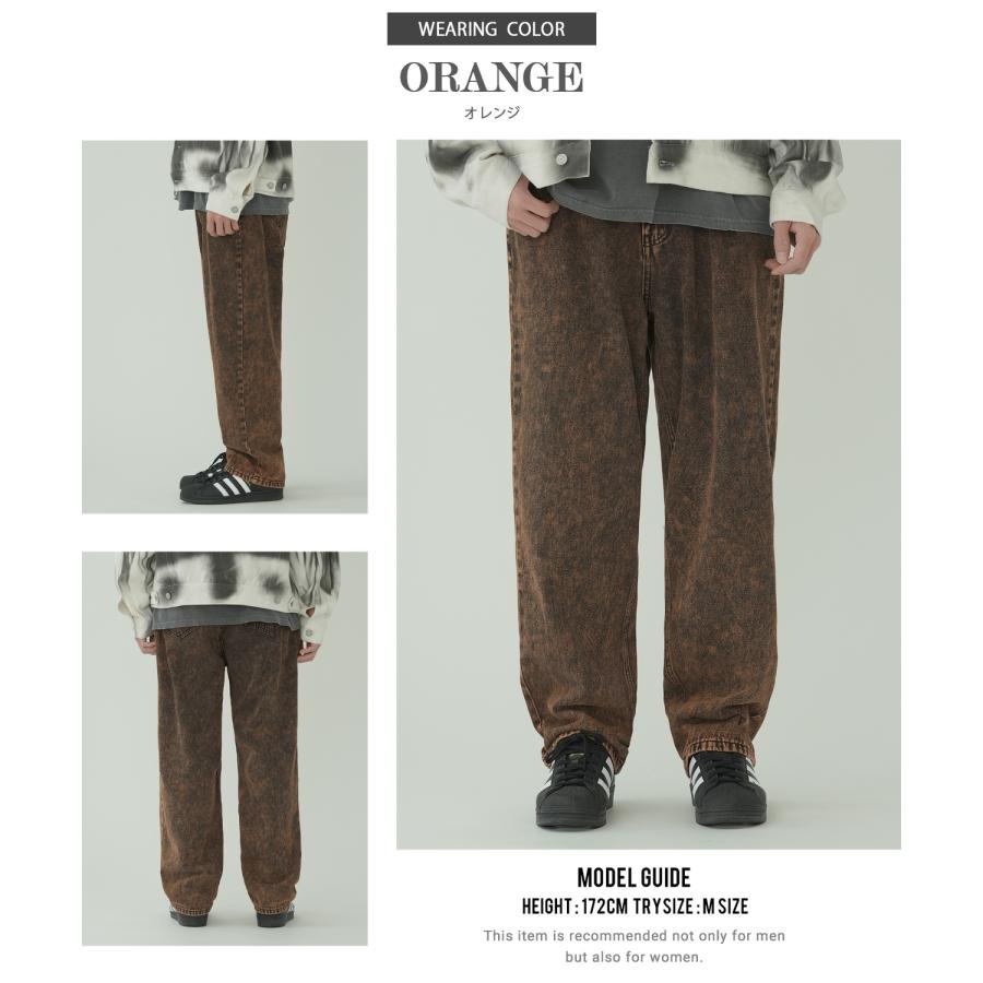 デニムパンツ メンズ ダメージ クラッシュ バギーパンツ ジーンズ ワイドパンツ 大きいサイズ ゆったり アメカジ カジュアル ストリート スケーター 韓国 | improves | 17