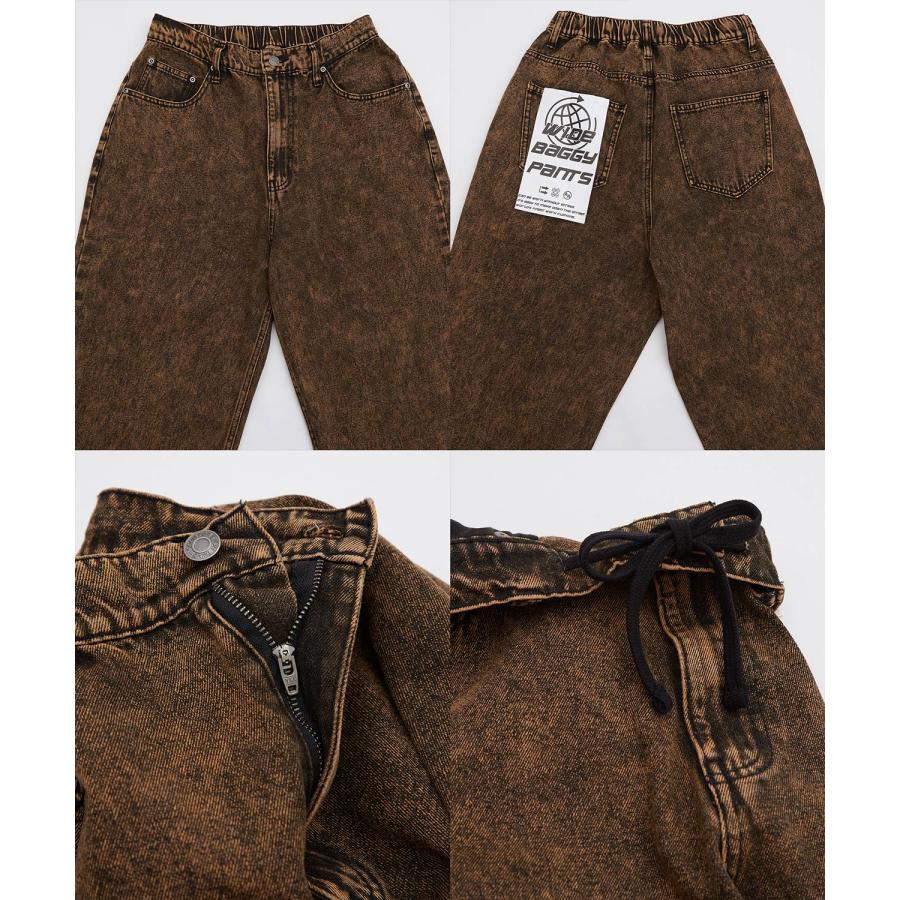 デニムパンツ メンズ ダメージ クラッシュ バギーパンツ ジーンズ ワイドパンツ 大きいサイズ ゆったり アメカジ カジュアル ストリート スケーター 韓国 | improves | 22