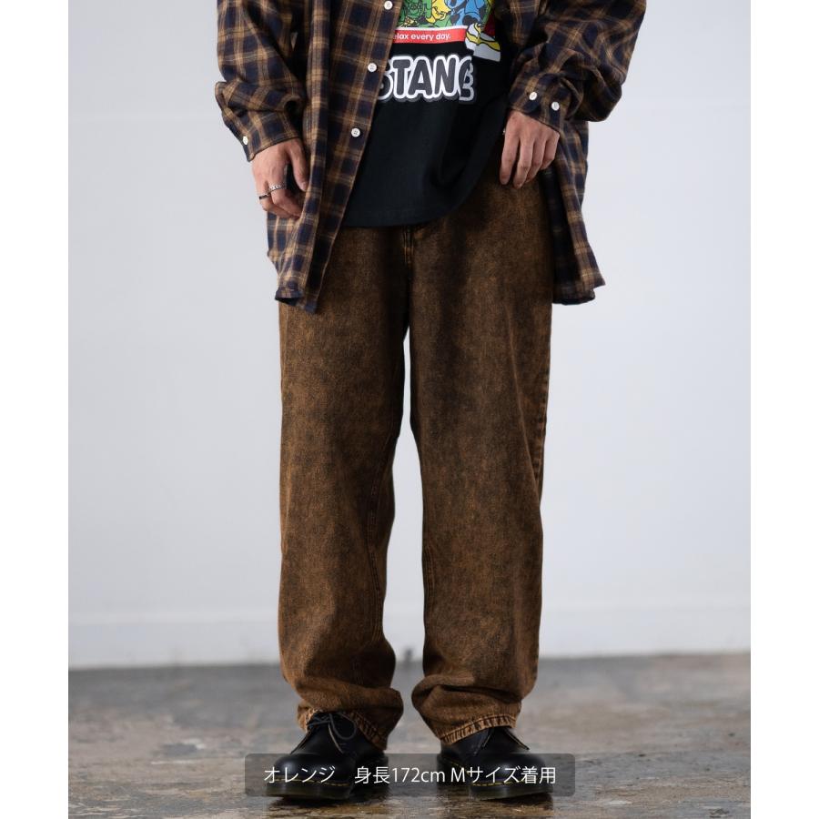 デニムパンツ メンズ ダメージ クラッシュ バギーパンツ ジーンズ ワイドパンツ 大きいサイズ ゆったり アメカジ カジュアル ストリート スケーター 韓国 | improves | 05