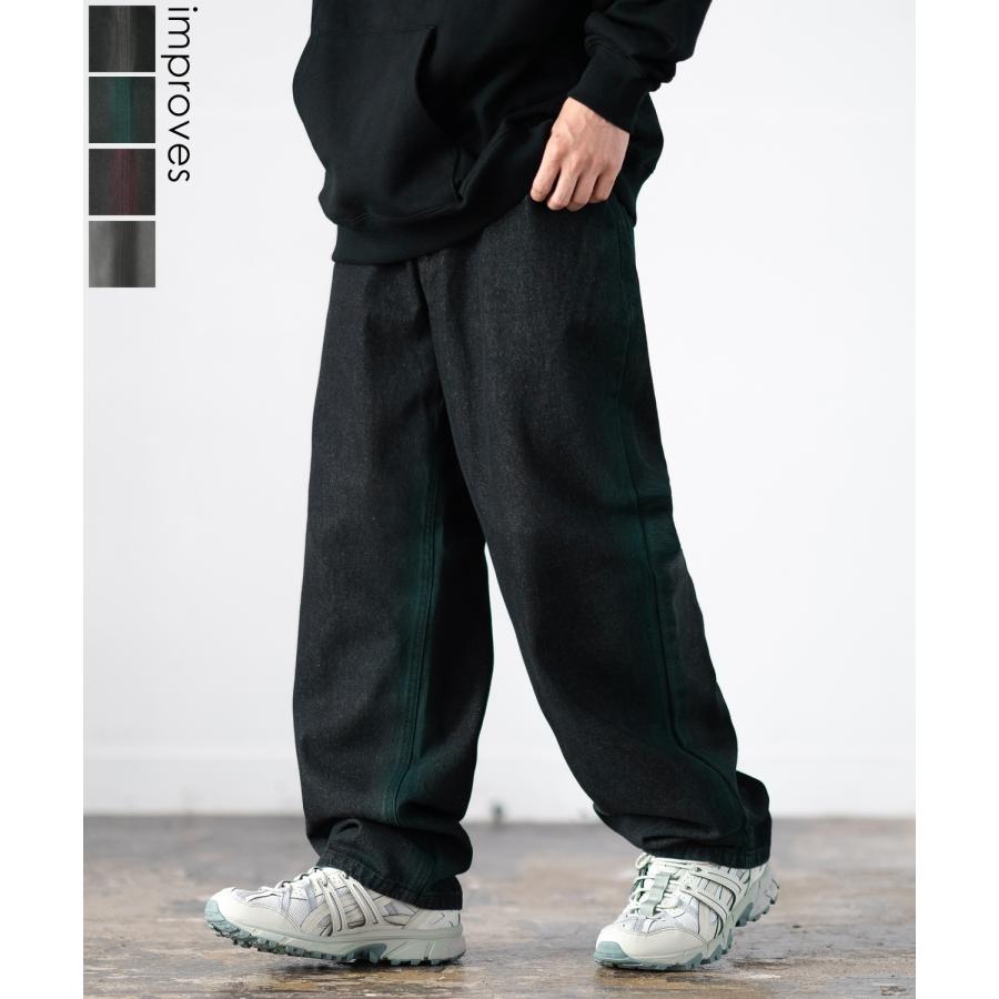 デニムパンツ メンズ スプレー加工 バギーパンツ ジーンズ ワイド イージーパンツ 大きいサイズ ゆったり アメカジ カジュアル ストリート スケーター 韓国 | improves