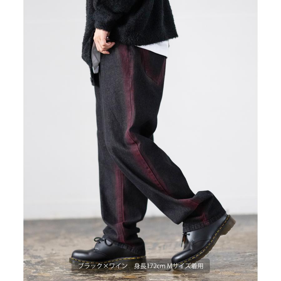 デニムパンツ メンズ スプレー加工 バギーパンツ ジーンズ ワイド イージーパンツ 大きいサイズ ゆったり アメカジ カジュアル ストリート スケーター 韓国 | improves | 15