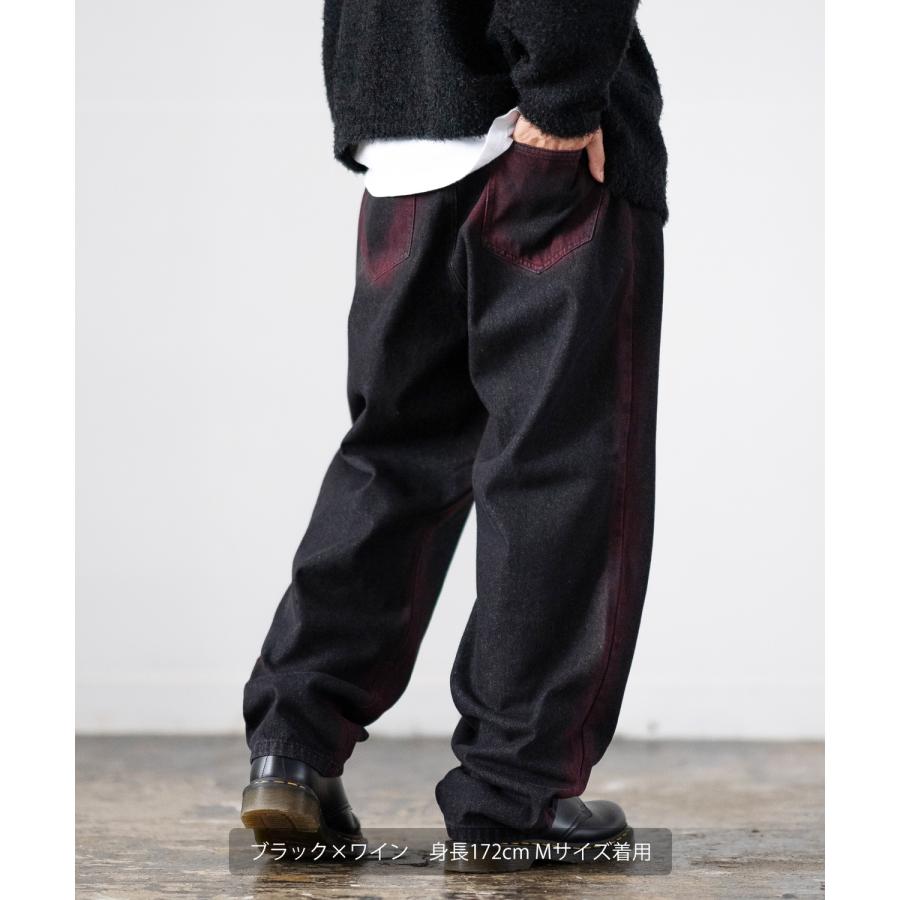 デニムパンツ メンズ スプレー加工 バギーパンツ ジーンズ ワイド イージーパンツ 大きいサイズ ゆったり アメカジ カジュアル ストリート スケーター 韓国 | improves | 16