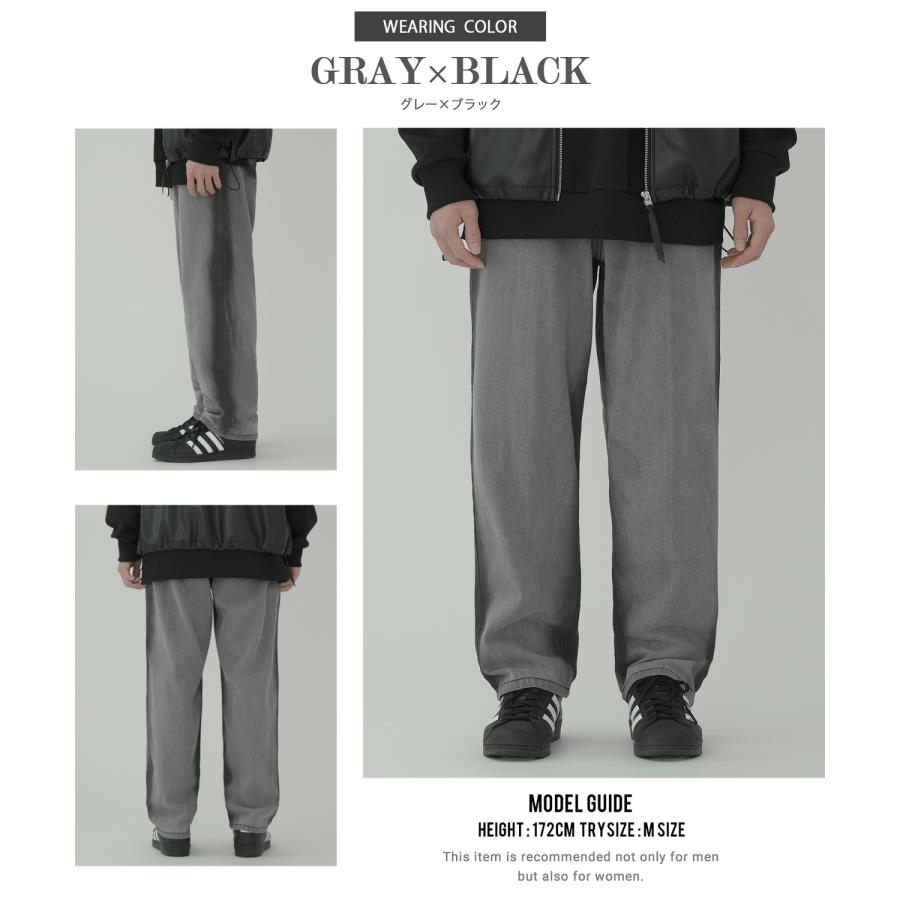 デニムパンツ メンズ スプレー加工 バギーパンツ ジーンズ ワイド イージーパンツ 大きいサイズ ゆったり アメカジ カジュアル ストリート スケーター 韓国 | improves | 18