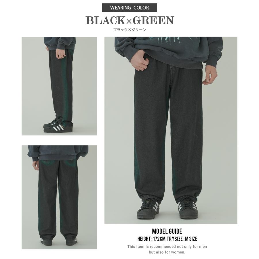 デニムパンツ メンズ スプレー加工 バギーパンツ ジーンズ ワイド イージーパンツ 大きいサイズ ゆったり アメカジ カジュアル ストリート スケーター 韓国 | improves | 20