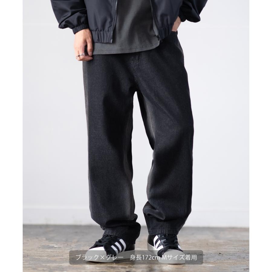 デニムパンツ メンズ スプレー加工 バギーパンツ ジーンズ ワイド イージーパンツ 大きいサイズ ゆったり アメカジ カジュアル ストリート スケーター 韓国 | improves | 05