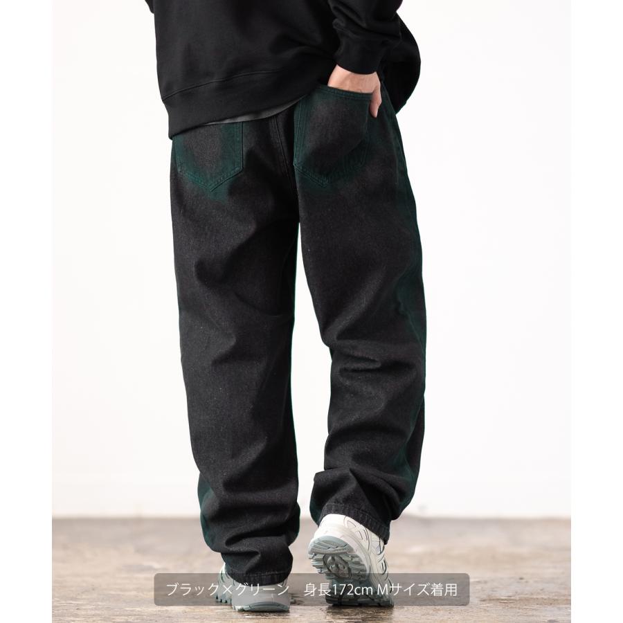 デニムパンツ メンズ スプレー加工 バギーパンツ ジーンズ ワイド イージーパンツ 大きいサイズ ゆったり アメカジ カジュアル ストリート スケーター 韓国 | improves | 12