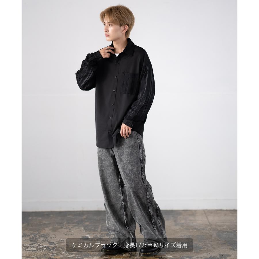 デニムパンツ メンズ フリンジ加工 カラー バギー ジーンズ ワイド イージーパンツ 大きいサイズ ゆったり アメカジ カジュアル ストリート スケーター 韓国 | improves | 15