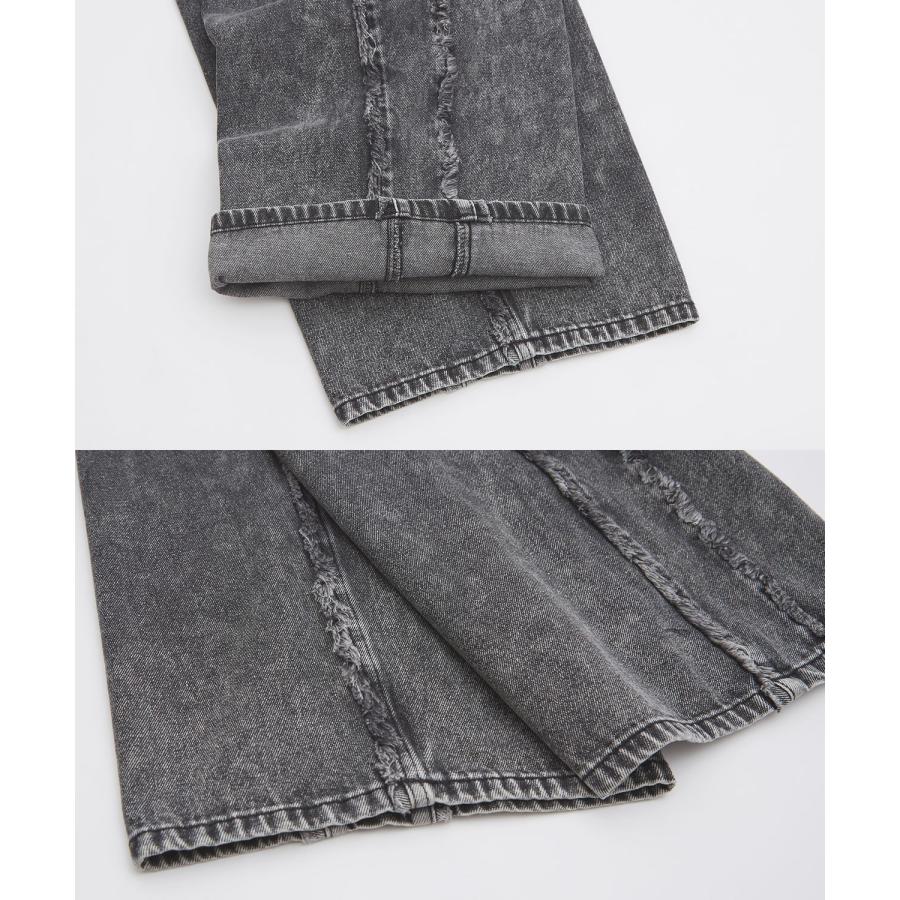 デニムパンツ メンズ フリンジ加工 カラー バギー ジーンズ ワイド イージーパンツ 大きいサイズ ゆったり アメカジ カジュアル ストリート スケーター 韓国 | improves | 21