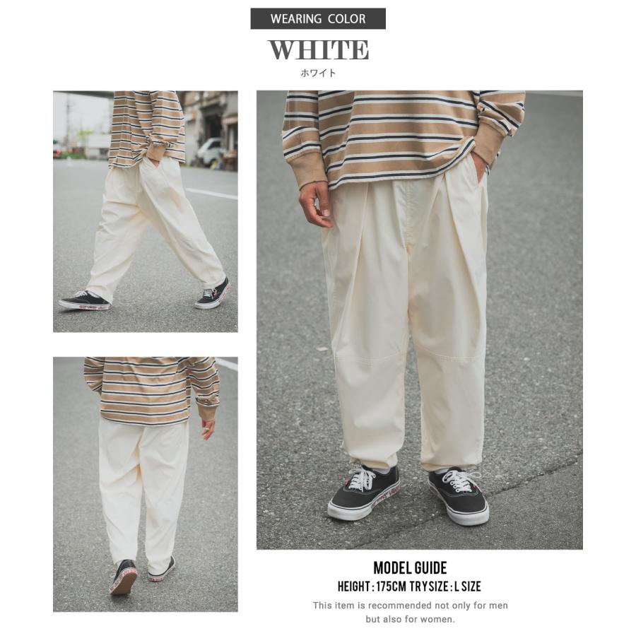 イージーパンツ メンズ バルーン ワイド ストレッチ チノパンツ タックパンツ ゆったり 大きめ カジュアル シンプル ベーシック 大人 アメカジ スケーター | improves | 08