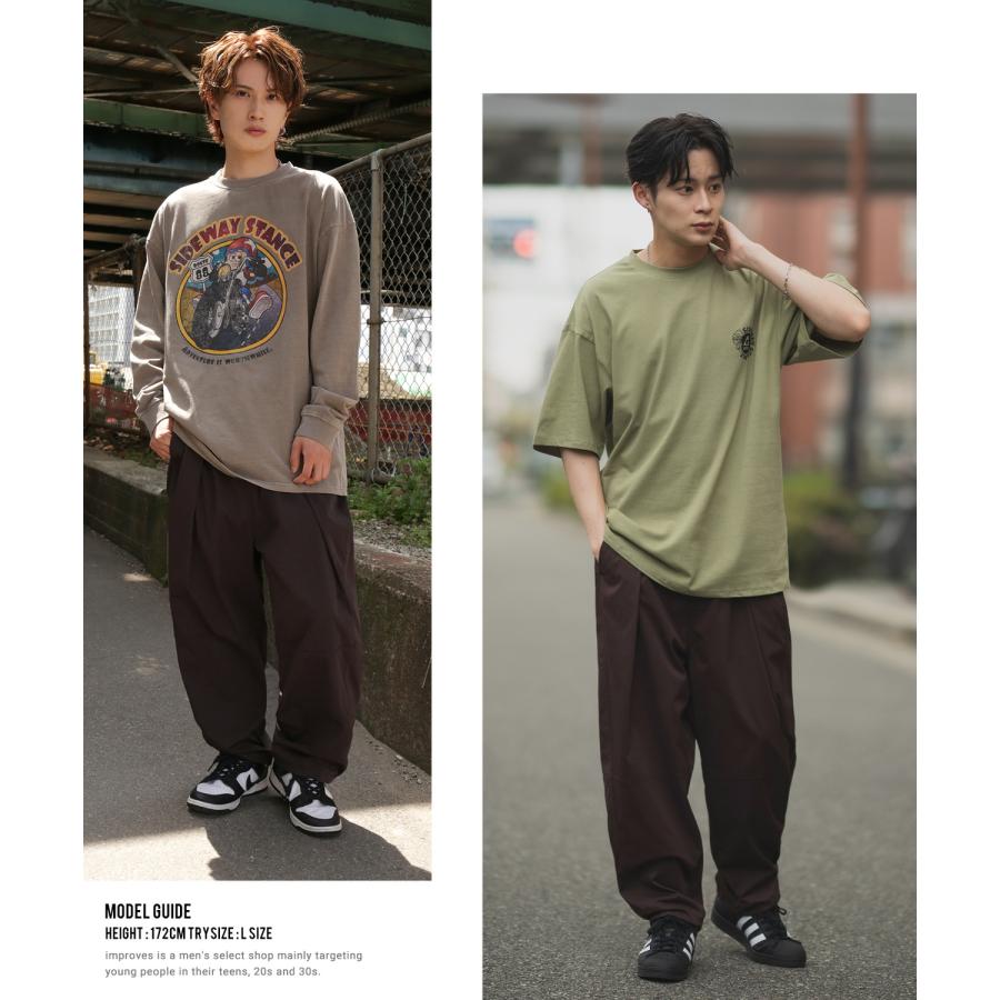 イージーパンツ メンズ バルーン ワイド ストレッチ チノパンツ タックパンツ ゆったり 大きめ カジュアル シンプル ベーシック 大人 アメカジ スケーター | improves | 13