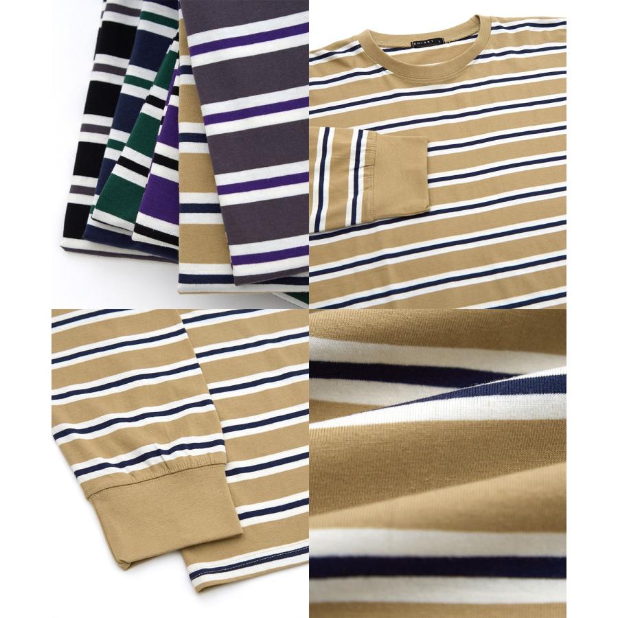 improves 長袖Tシャツ メンズ マルチボーダー ボーダーTシャツ