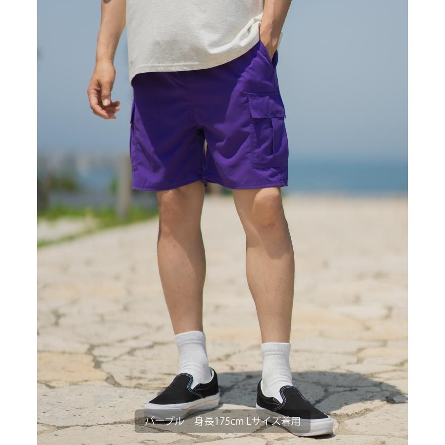 ショートパンツ メンズ ポリタフタ カーゴパンツ ハーフパンツ ショーツ スイミングショーツ 水着 アメカジ カジュアル サーフ サーファー ストリート 西海岸 | improves | 17