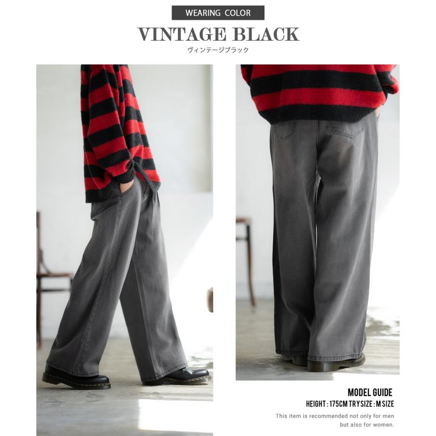 デニムパンツ メンズ ウォッシュ加工 ワイドパンツ カラーパンツ デニム ジーンズ アメカジ カジュアル ストリート スケーター 韓国ファッション | improves | 23