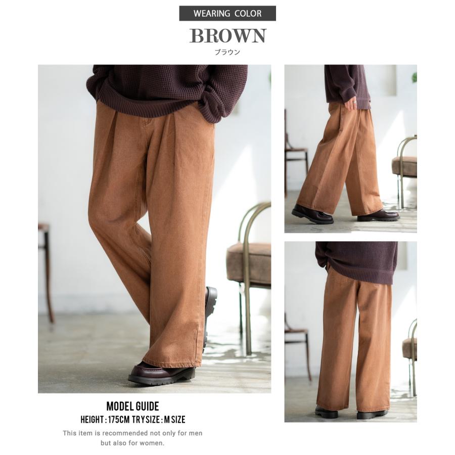 デニムパンツ メンズ ウォッシュ加工 ワイドパンツ カラーパンツ デニム ジーンズ アメカジ カジュアル ストリート スケーター 韓国ファッション | improves | 17