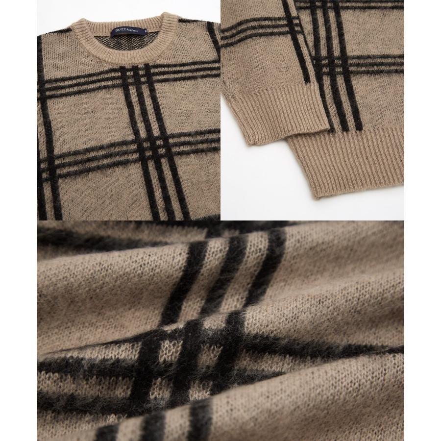 セーター メンズ モヘアタッチ クルーネックニット 無地 チェック ゼブラ ヒョウ柄 迷彩 総柄 アメカジ カジュアル シンプル ストリート スケーター 韓国 | improves | 43