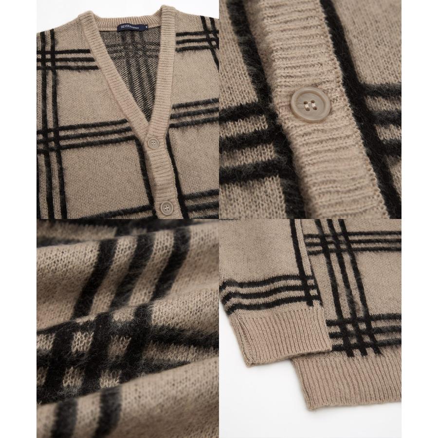 カーディガン メンズ モヘアタッチ Vネックニット 無地 チェック ヒョウ柄 迷彩 総柄 アメカジ カジュアル シンプル ストリート スケーター 韓国 | improves | 38