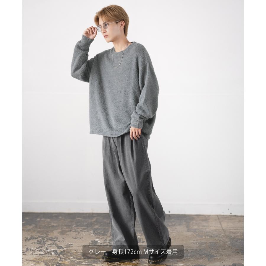 セーター メンズ フェザーヤーン クルーネックニット 無地 ボーダー 総柄 アメカジ カジュアル シンプル ストリート スケーター 韓国ファッション | improves | 18