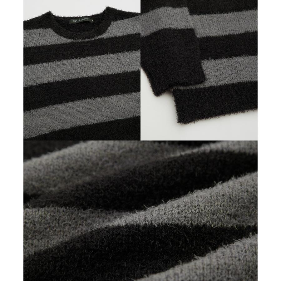 セーター メンズ フェザーヤーン クルーネックニット 無地 ボーダー 総柄 アメカジ カジュアル シンプル ストリート スケーター 韓国ファッション | improves | 26