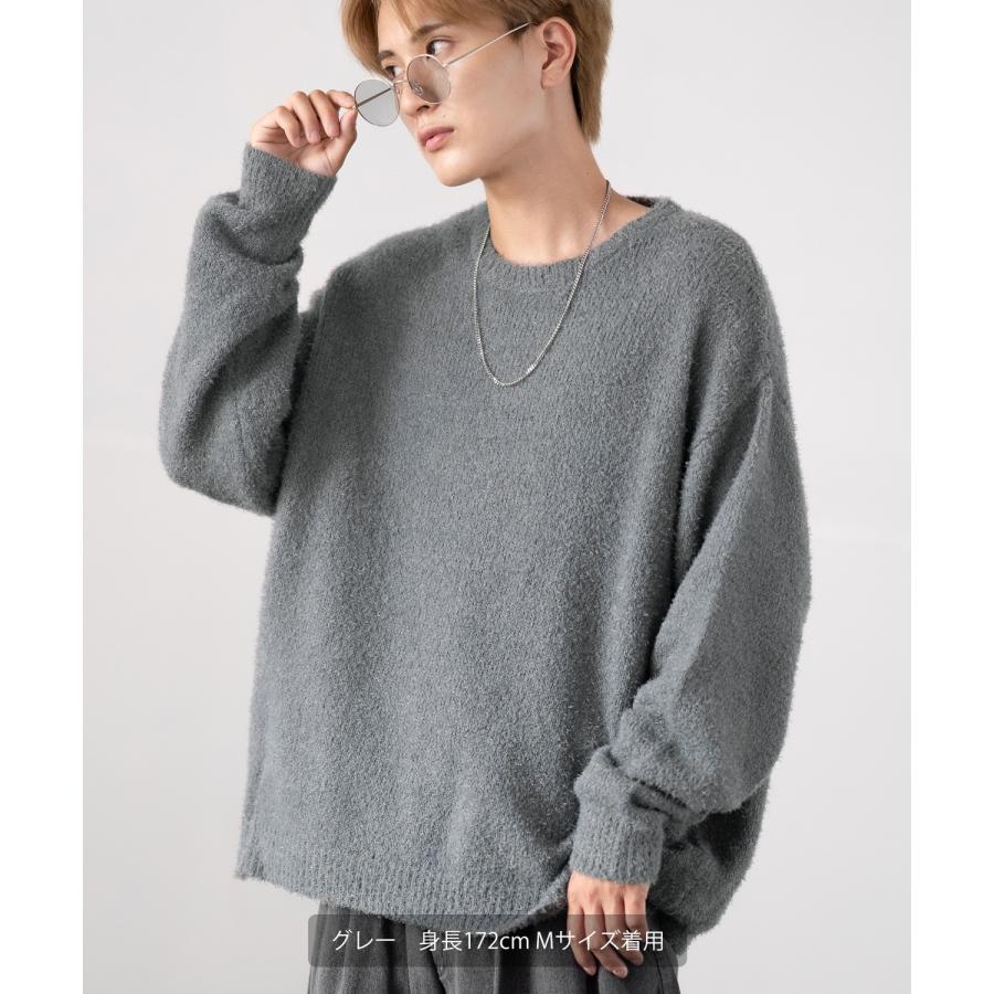 セーター メンズ フェザーヤーン クルーネックニット 無地 ボーダー 総柄 アメカジ カジュアル シンプル ストリート スケーター 韓国ファッション | improves | 16