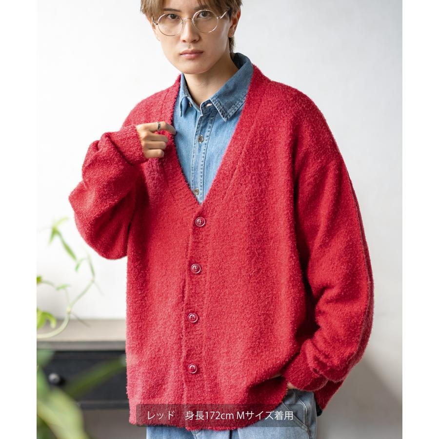 カーディガン メンズ フェザーヤーン Vネックニット 無地 オーバーサイズ アメカジ カジュアル シンプル ストリート スケーター 韓国 | improves | 17